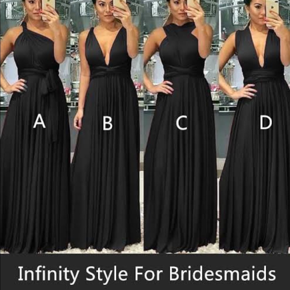 AVA Infinity Dress or Convertible Dress, Black, maxi length, spandex, Size 10 - Picture 2 of 15